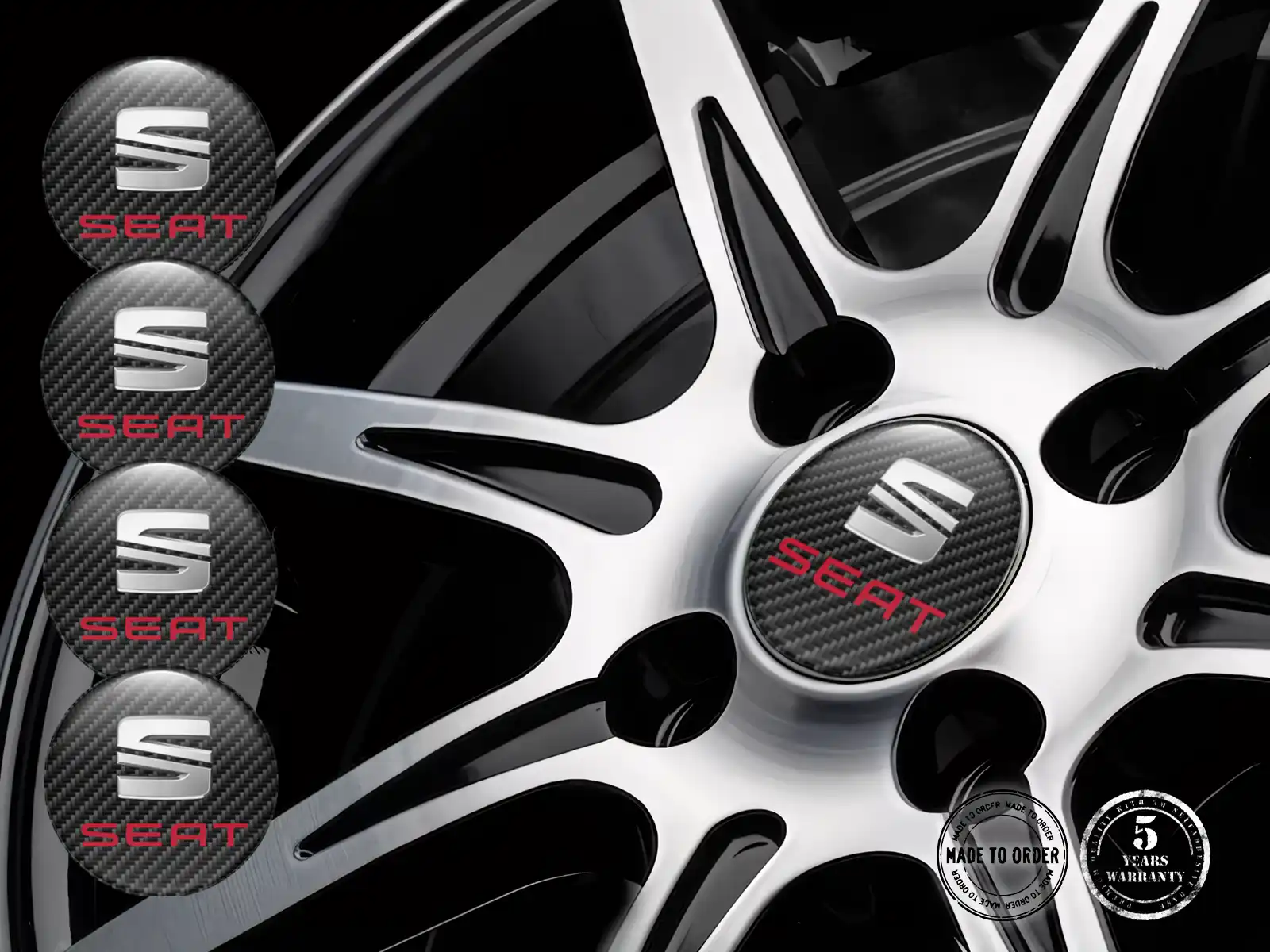Seat Insignia de Rueda Logo Cúpula Elegante de Epoxi
